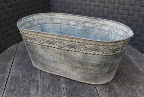 Zink pflanzschale oval - zink,